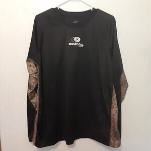Mossy Oak Shirt Mens XL Black Camouflage Brush Hunting Camo Long Sleeve